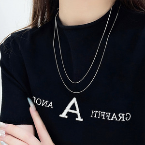 Collar de Cadena de Hueso de Serpiente de Plata de Ley S925, 50 cm, 70 cm, Ajustable, para Uso Diario, Cadena Fina para Mujer - Product Image 1