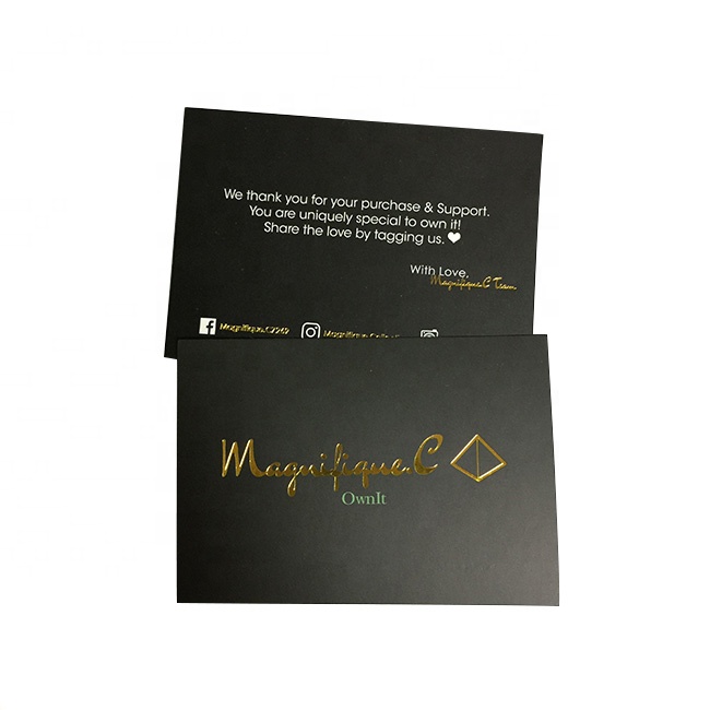 cheap custom design silver gold foil card printing business thank you for your order shopping purchase card