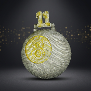 Collar Personalizado con Colgante de Bola de Billar 8-Ball con Diamantes de Moissanita y Micro Pavé VVS, Esfera 3D, Número de Camiseta Personalizado 11, Joyería para Hombre - Product Image 1