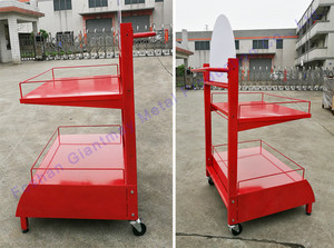 Tùy Chỉnh Kim Loại 2 Tầng Tầng Thường vụ Chất Bôi Trơn Động Cơ Dầu Động Cơ Hiển Thị Đứng Kệ Giá Với Bánh Xe - Product Image 4