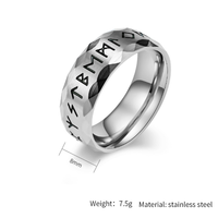 Nouvelle bague en acier inoxydable de style rétro nordique avec runes viking, non décolorante, bijoux de luxe haut de gamme pour homme, porte-bonheur