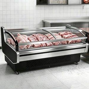 Vitrine Réfrigérée Premium pour Viande Fraîche avec Verre Courbé – Équipement de <span class=keywords><strong>Boucherie</strong></span> pour Marché à la Viande et Restaurant – Réfrigérateur Commercial - Product Image 1