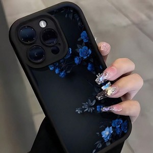 Nouvelle Coque de Téléphone Rose Enchantée Bleu Nuit Peinte 2025 pour <span class=keywords><strong>iPhone</strong></span> 17 16 15 Pro Max, avec motif échelle noire, finition mate dépolie et protection à pores fins - Product Image 2