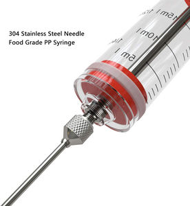 प्रीमियम टर्की फूड इंजेक्टर सेट प्लास्टिक मैनुअल मांस मार्नेड इंजेक्टर सिरिंज किट 3 सुइयों के साथ - Product Image 2