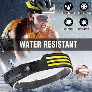 Lampe frontale LED rechargeable réglable avec lumière COB, batterie 2000 mAh pour le camping, la pêche, le cyclisme, étanche IP65, noire, portable - Product Image 3