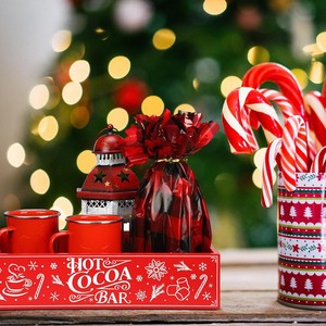 Caja de almacenamiento de madera, organizador navideño, decoración rectangular reutilizable para el hogar, vajilla para fiestas navideñas - Product Image 4