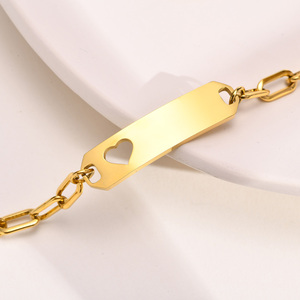 Braccialetto Geometrico a Cuore in Acciaio Inossidabile Personalizzato Goldix, Regalo di Compleanno per Neonati, Nome del Bambino, Cristiani, Quarzo - Product Image 4