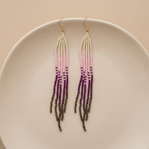 Shan India Bohemian Style Gold Plated Glass Beads Long Tassel <b>Earrings</b> for Women's Parties Engagements or As a Gift - Product Image 1