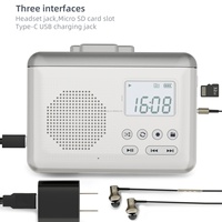 Lecteur de cassette portable vintage mini, prise en charge MP3, batterie rechargeable intégrée, enregistrement sur carte Micro SD, micro intégré, USB Type-C