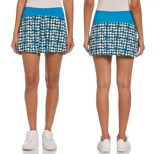 定制标志高尔夫球裙女性弹力网球裙迷你健身房穿快干聚酯泡泡裙带口袋