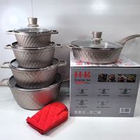 Set Peralatan Masak Granit 12 Pcs Grosir Anti Lengket Panci Aluminium Tempa 20-32cm Casserole 28cm Wajan Penggorengan Dalam Induksi Kualitas Tinggi