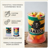 Nouvelles coupelles à shot en verre imprimé Jamaïque, best-seller, vente chaude, verres miniatures personnalisés pour touristes