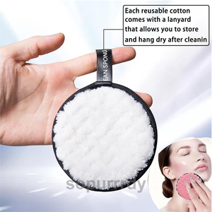 Tampons démaquillants réutilisables avec logo personnalisé, 100% microfibre, éponge lavable, nettoyage du visage, exfoliation, tissu facial - Product Image 3