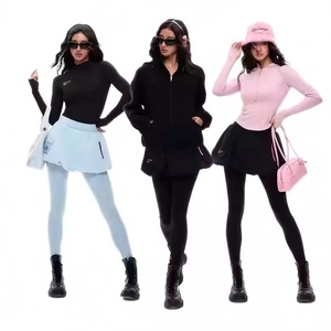 Customized 2026 Summer New Style Fashionable Sports High-waisted Slimming Fitness Pants and Flower-shaped Tennis <b>Skirt</b> Set - Product Image 3