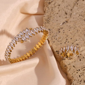 Vintage mode, trendy stijl, 18K verguld roestvrijstalen verstelbare <span class=keywords><strong>ring</strong></span> met ruitvormige zirkoon edelsteen voor dames - Product Image 4