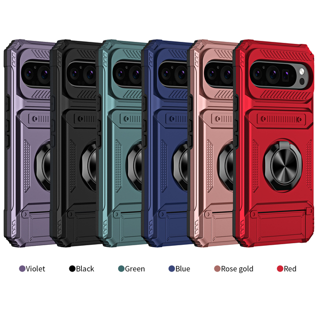 For Google Pixel 9 Pro Protective Phone Case Card Slot Bracket Magnetic Cell Phone Case for Google Pixel 8 9