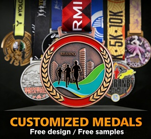 Medaglia in Metallo Dorato 3D con Logo Personalizzato |   Premio Sportivo Scolastico in Metallo Pressofuso con Nastro |   Targa premio e regalo di benvenuto - Product Image 5