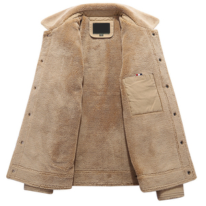 Abbigliamento Uomo 2021, Capospalla alla Moda Casual <span class=keywords><strong>Invernale</strong></span>, Caldo Cappotto con Giacca in Pile di Agnello, Cappotto da Uomo in Cotone Taglie Forti - Product Image 3