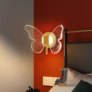 Nordischer Stil <span class=keywords><strong>LED</strong></span> Schlafzimmer Wandleuchte Warm Romantisch Eisen Touch-Steuerung Dimmbar Hochzeitszimmer Dekoration Hintergrund Schmetterling - Product Image 2