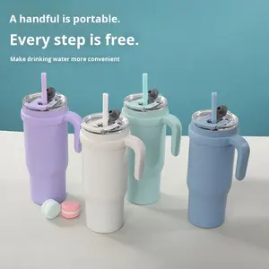 Botella de <span class=keywords><strong>Agua</strong></span> Familiar de Gran Capacidad <span class=keywords><strong>con</strong></span> Asa, Lindos Vasos Térmicos de Acero Inoxidable <span class=keywords><strong>con</strong></span> Pajitas <span class=keywords><strong>y</strong></span> Tapa - Product Image 2