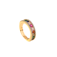 Bague géométrique colorée pour femmes avec Zircon accessoires de mode transfrontaliers anneaux de pierres précieuses réglables ouverts en gros
