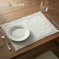 Napperons de table rectangulaires en lin ivoire 20x14 pouces, élégants pour la décoration de mariage rustique ou bohème