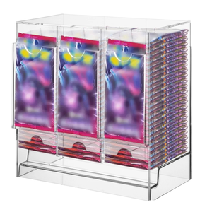 Organisateur de bureau moderne personnalisé à 3 compartiments en carton transparent pré-assemblé pour distributeur de boîtes de boosters de cartes à collectionner - Product Image 1
