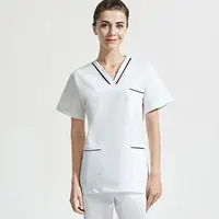अनुकूलित क्लिनिक कार्यकर्ता वर्दी डॉक्टर वर्दी अस्पताल सफेद लघु आस्तीन चिकित्सा नर्सिंग Scrubs सेट