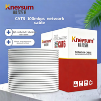 Cable de Red de Monitoreo UTP de Aluminio de Alta Conductividad con Conductor Sólido CAT5 Kneysum, para Interiores, 100 Metros, 8 Núcleos, Ethernet Doméstico