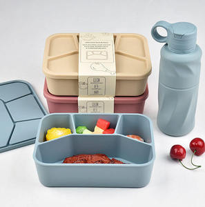 Séparateurs étanches pour micro-ondes Boîte à lunch Bento en silicone pour enfants réutilisable et personnalisé Récipient alimentaire avec bouteille d'eau - Product Image 4