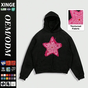 Sweat à capuche en molleton pour homme personnalisé 400 GSM, broderie texturée 3D, impression de logo personnalisé, coloré, coupe ample, décontracté, automne - Product Image 1