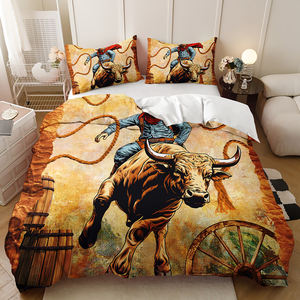 Ensemble <span class=keywords><strong>de</strong></span> housse <span class=keywords><strong>de</strong></span> couette 3 pièces en tissu microfibre imprimé en 3D, style moderne western cowboy, écologique, décoration <span class=keywords><strong>de</strong></span> maison <span class=keywords><strong>de</strong></span> ferme en bois - Product Image 5