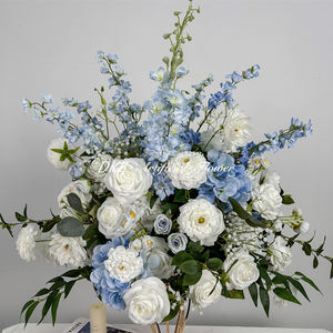 Centro de mesa realista de rosas artificiales de seda, ecológico, hecho a mano, en azul y blanco, para el hogar, bodas, escuela. - Product Image 3