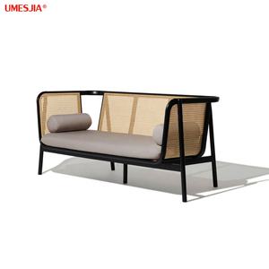 Hem <span class=keywords><strong>Sofa</strong></span> Rattan 3-Sitzer Eschenholzrahmen Stoffsofa Moderne Wohnzimmermöbel Korbsofa - Product Image 1