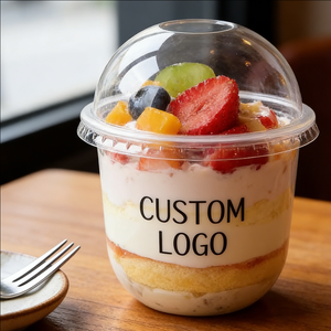 ถ้วยพลาสติกใส่ของหวานแบบใช้ครั้งเดียวพร้อมฝาปิด ขนาด 5 ออนซ์ 14 ออนซ์ วัสดุ PET ปิดผนึกได้ ผลิตตามสั่งสำหรับของหวาน - Product Image 1