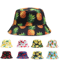 Chapeaux Bob Imprimés Ananas Double Face Fitspi pour Femmes et Hommes, Casquette Panama d'Été Motif Citron Cerise, Chapeau de Pêcheur
