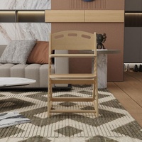Chaise haute en bois naturel, hauteur réglable, design pliable, sûre pour les bébés et les tout-petits, pour la salle à manger à la maison, en bois massif écologique