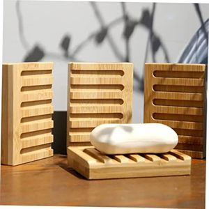 Porte-savon en bambou 2 pièces ensemble porte-savon auto-drainant plateau à savon en bambou naturel pour salle de bain cuisine <span class=keywords><strong>douche</strong></span> et évier - Product Image 1