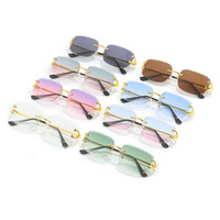 Lunettes de soleil carrées sans monture Kaji, style diamant taillé, pour femmes, tendance européenne et américaine, populaires sur les réseaux sociaux, style streetwear, photographie, à la mode