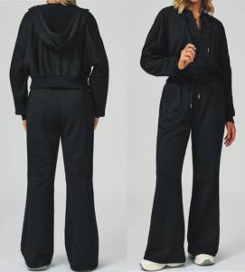 Winter Autumn Outer Set Long Sleeve <strong>Sweater</strong> + Sweat Pant <strong>Cropped</strong> <strong>Top</strong> Hooded Hoodie Pockets Straight Leg Pant Active Women Set - Product Image 1