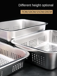 Colador Rectangular Grande de Acero Inoxidable 201 de 40*30cm, Colador para Fregadero de Cocina, Cesta de Drenaje Metálica, Tazón Colador. - Product Image 4
