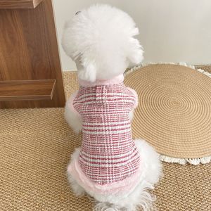 Bichon Frise Winter Warm Vest Pink Woolen Fabric Thickened Pet <b>Clothes</b> Small Dogs <b>Cats</b> Cozy Outfit - Product Image 1