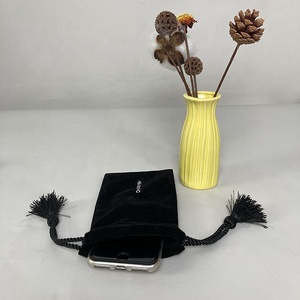 カスタムベルベット包装ギフトバッグベルベット巾着ポーチバッグブラックジュエリーベルベット好意バッグ包装 - Product Image 6