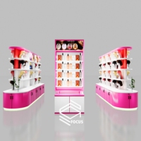 Dernier design de mobilier d'exposition pour la décoration intérieure de magasin de perruques avec présentoirs pour salon de coiffure