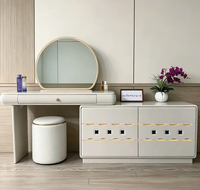 Commode de coiffeuse multifonctionnelle pour petits appartements, rangement moderne avec miroir éclairé, sensation de luxe haut de gamme pour chambre et hôtel