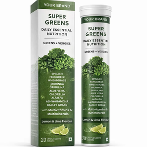 Comprimés effervescents naturels de marque privée Greens, formule quotidienne essentielle pour la nutrition et la détoxification, paquet de 20 comprimés - Product Image 5