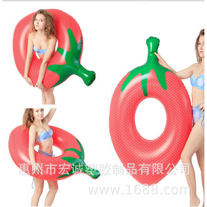 Strawberry Inflatable Swimming Ring Adult Water Float For Pool Beach Party Fun Unisex PVC Floatation Device - Product Image 5