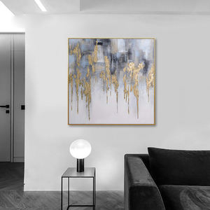 <span class=keywords><strong>Peinture</strong></span> à l'huile abstraite or scintillante Design moderne Art mural pour salon <span class=keywords><strong>chambre</strong></span> bureau toile enveloppée - Product Image 3