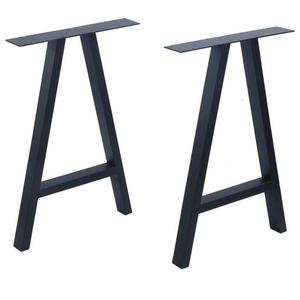 Modern Industrial Home Office Shaped Detachable Glass Desk Frame Black Wrought Steel <b>Cast</b> Iron <b>Powder</b> Coated Metal Table Legs - Product Image 3