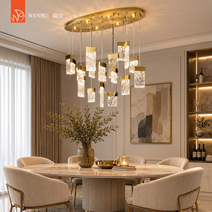 Lustre rond de luxe en acier inoxydable de haute qualité, verre artisanal - Product Image 3